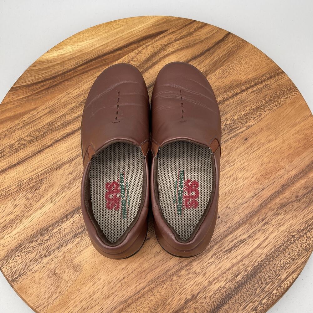 SAS Shoes Womens Size 5.5 M Brown Leather Casual Comfort Walking Slip On Loafer - Picture 5 of 9